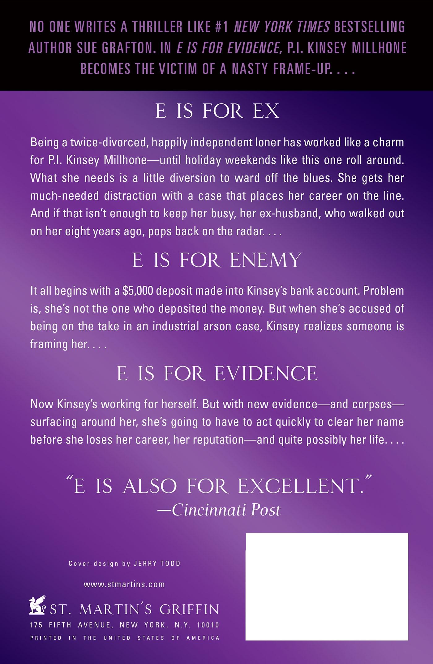 Rückseitencover E IS FOR EVIDENCE