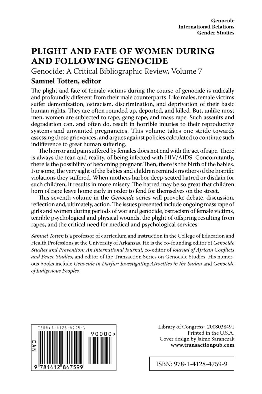 Rückseitencover Plight and Fate of Women During and Following Genocide