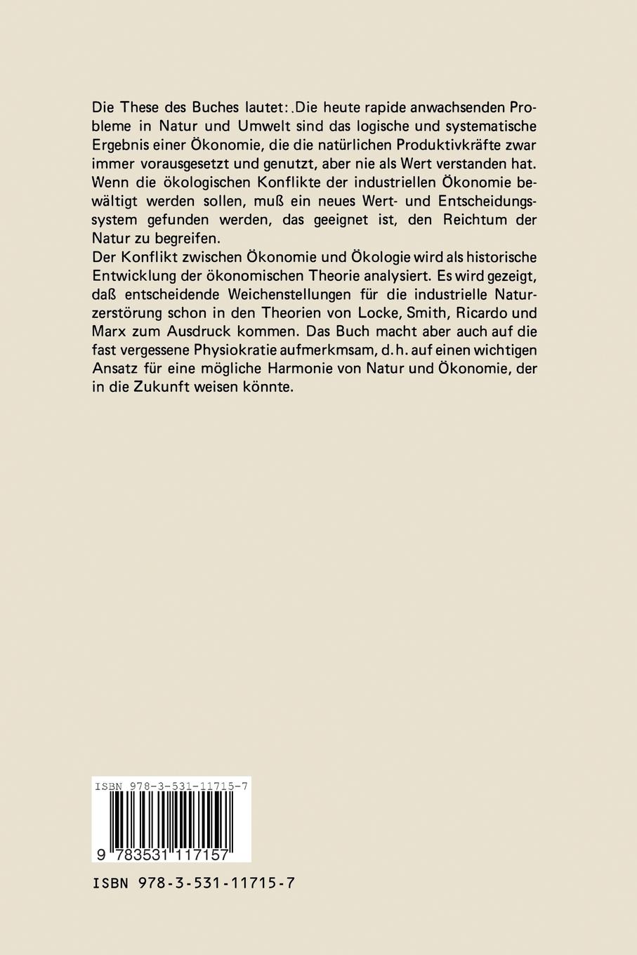 Rückseitencover Natur in der ökonomischen Theorie