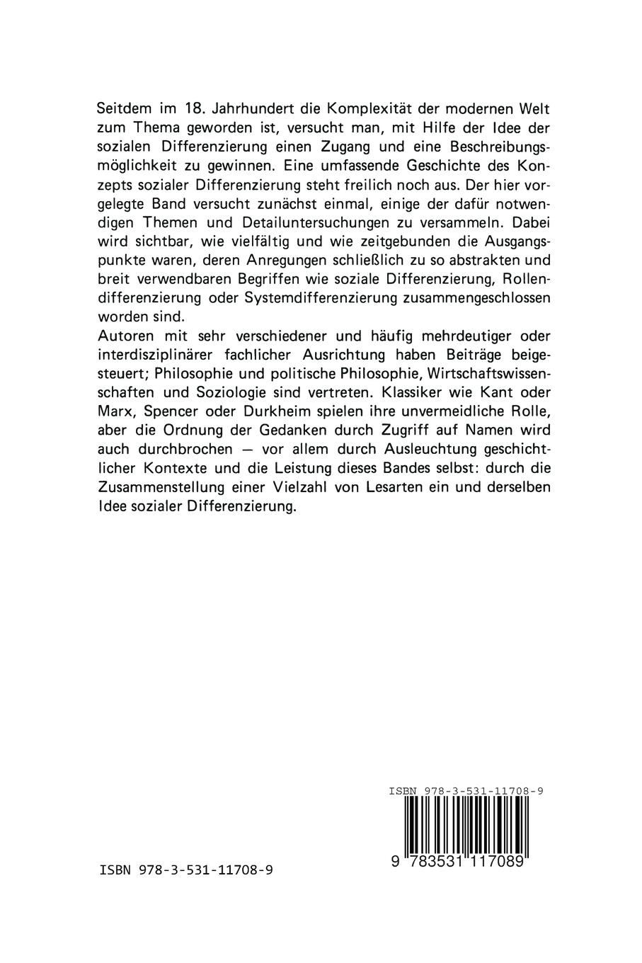 Rückseitencover Soziale Differenzierung