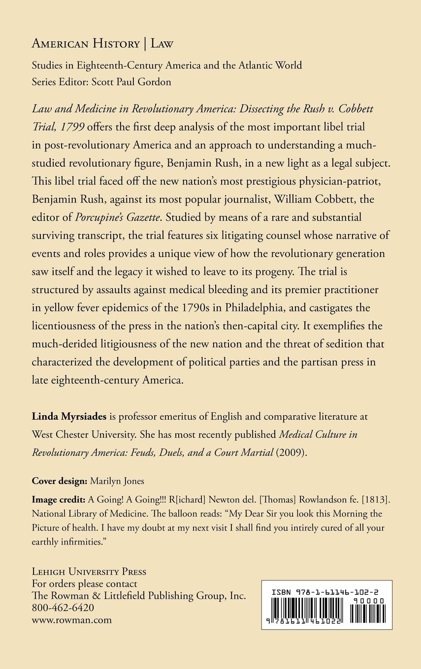 Rückseitencover Law and Medicine in Revolutionary America