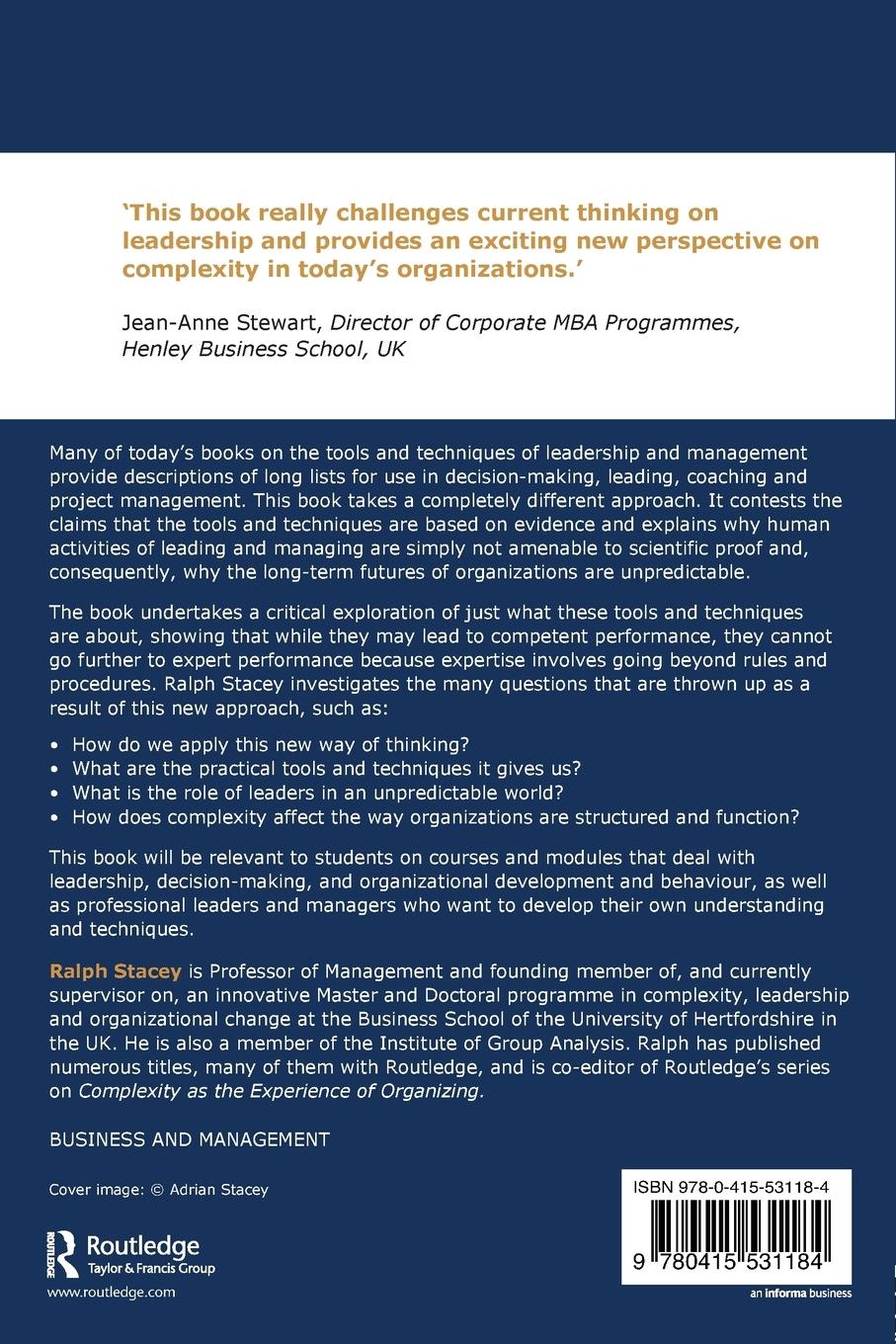 Rückseitencover Tools and Techniques of Leadership and Management