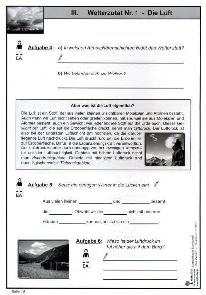 Beispielinhalt (Bild) Lernwerkstatt - Das Wetter