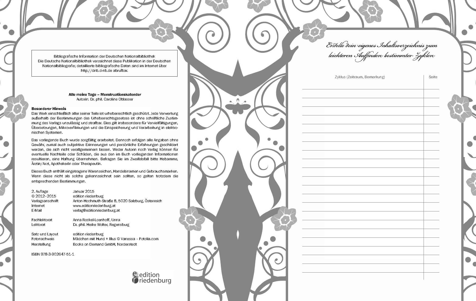 Beispielinhalt (Bild) Alle meine Tage - Menstruationskalender