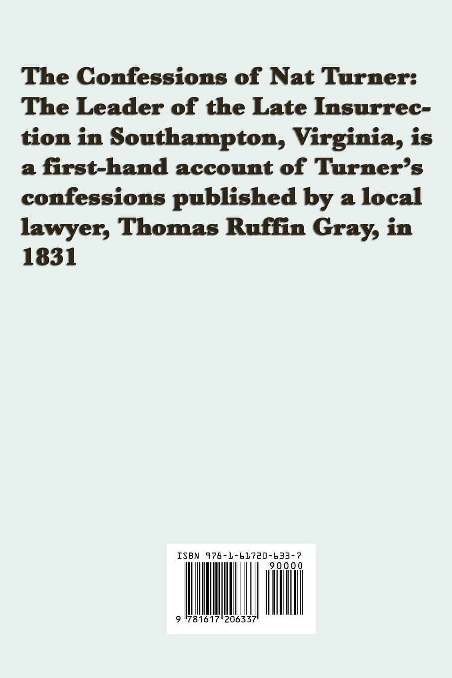 Rückseitencover The Confessions of  Nat Turner