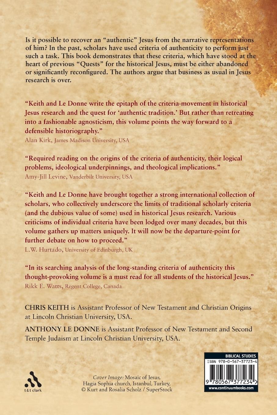 Rückseitencover Jesus, Criteria, and the Demise of Authenticity