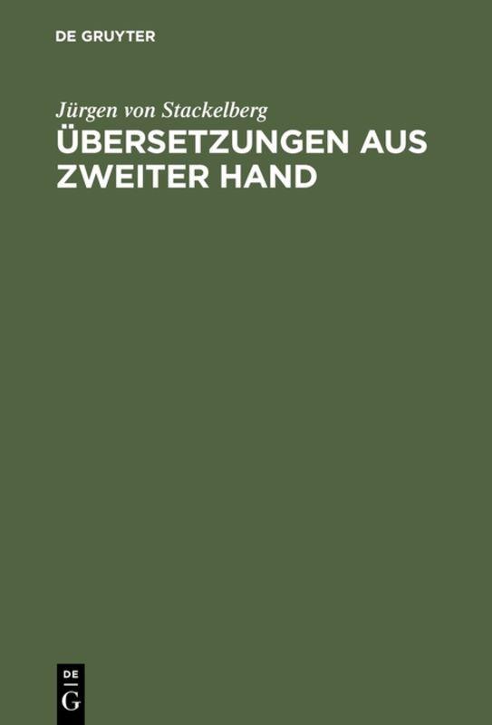Vorderes Coverbild Übersetzungen aus zweiter Hand