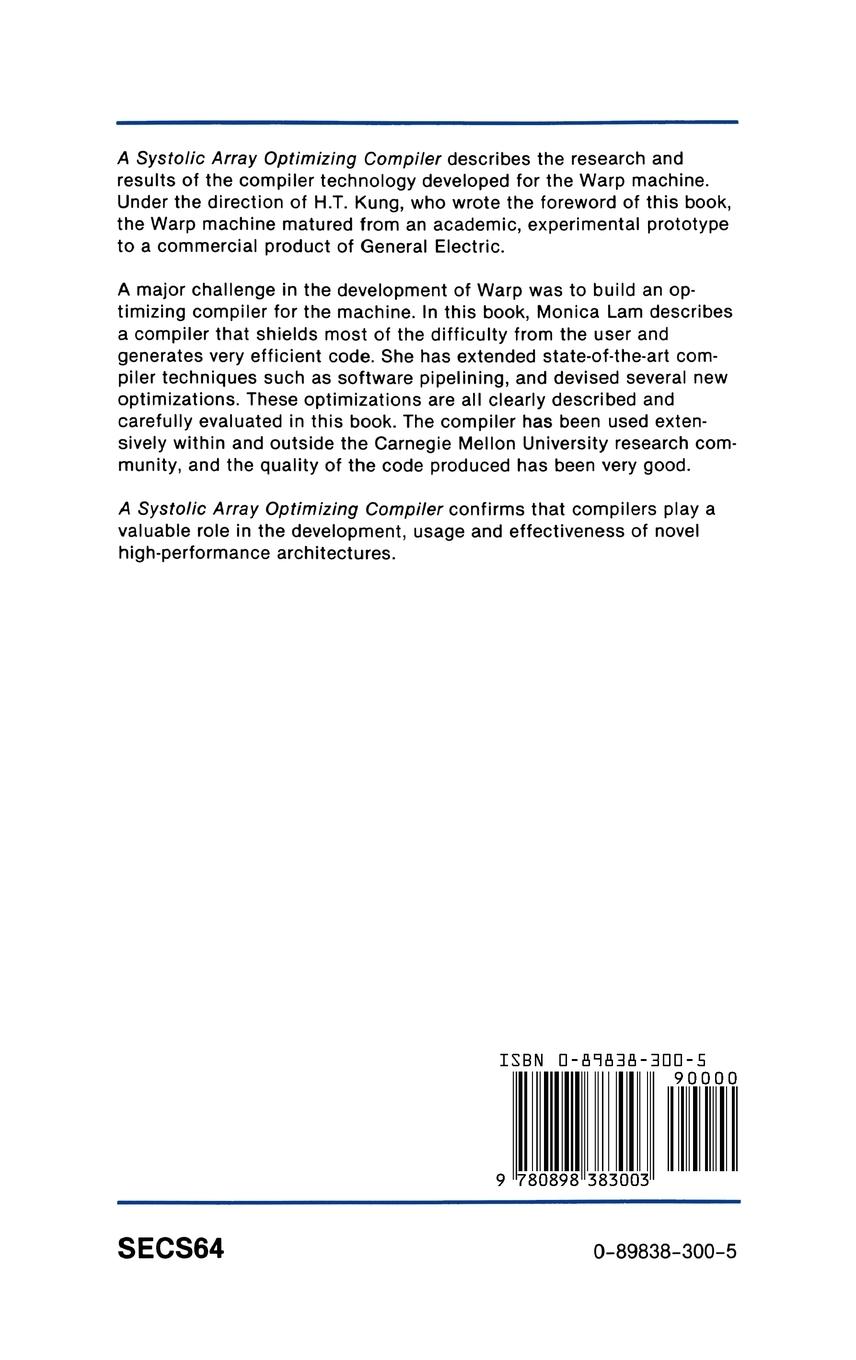 Rückseitencover A Systolic Array Optimizing Compiler