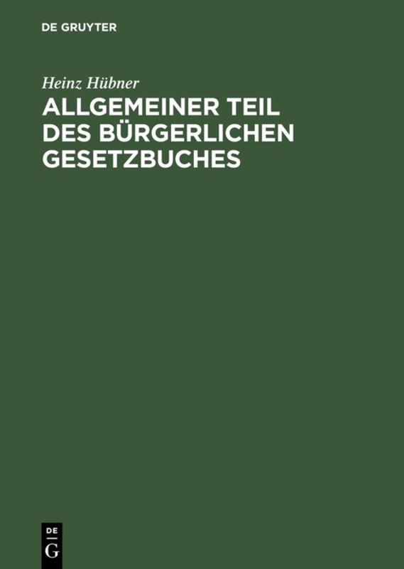Vorderes Coverbild Allgemeiner Teil des Bürgerlichen Gesetzbuches