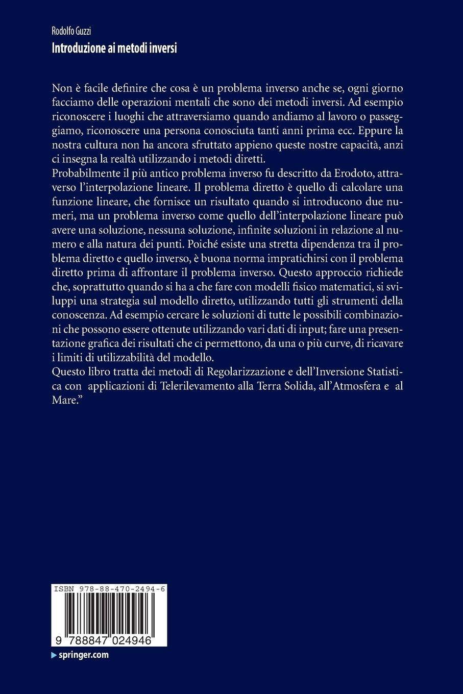 Rückseitencover Introduzione ai metodi inversi