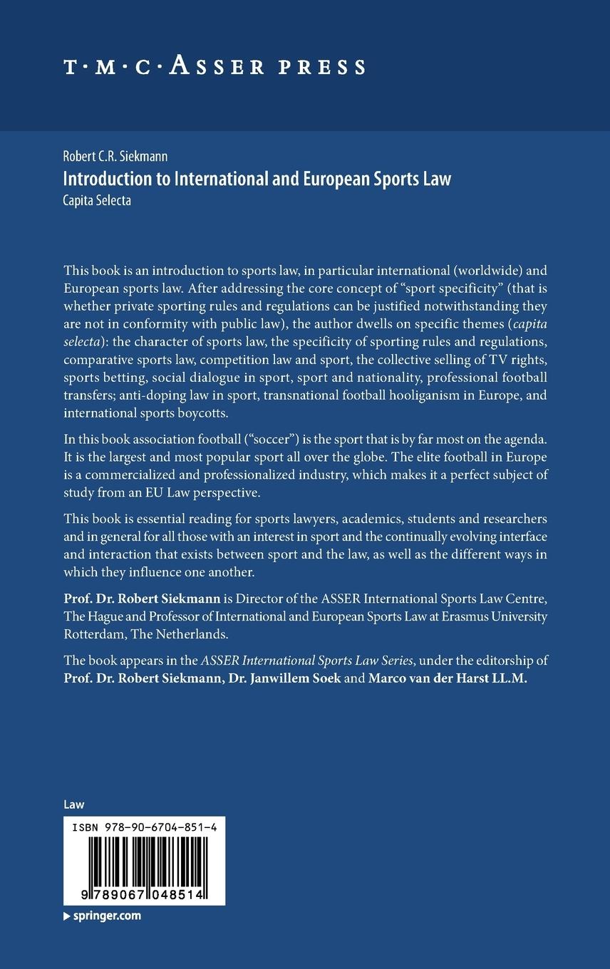 Rückseitencover Introduction to International and European Sports Law