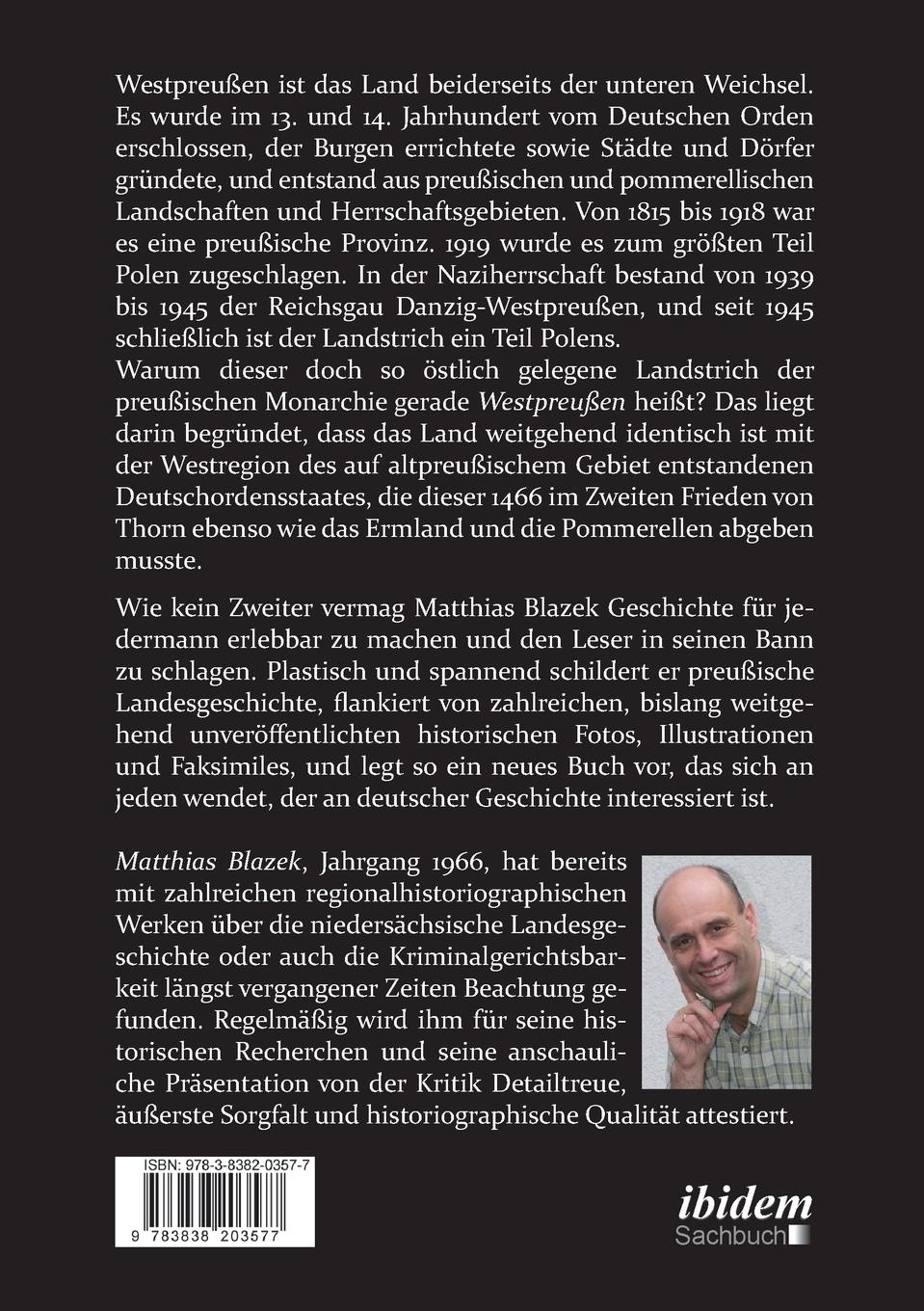 Rückseitencover Westpreußen. Das Land an der unteren Weichsel