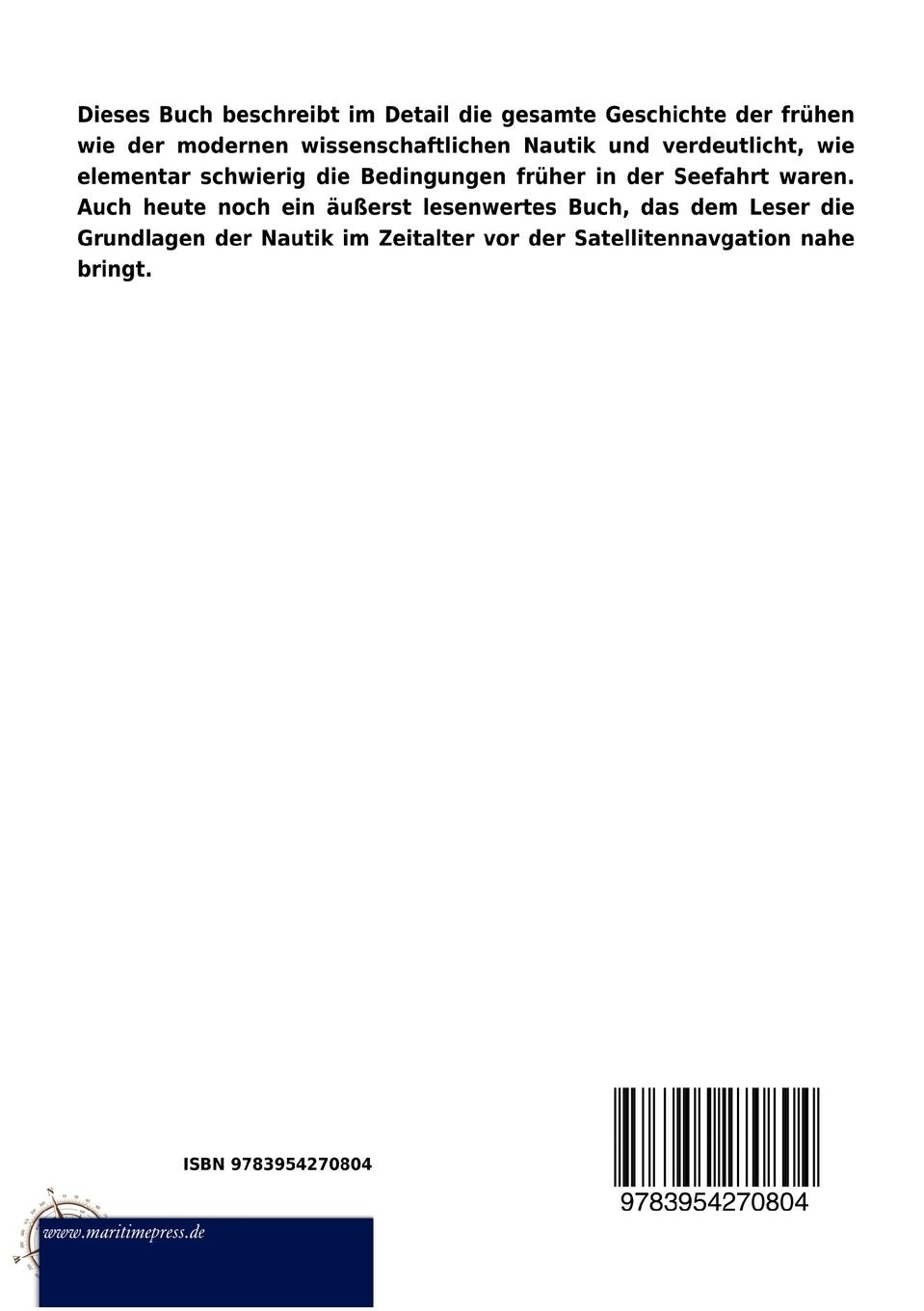 Rückseitencover Die Entwicklung der wissenschaftlichen Nautik