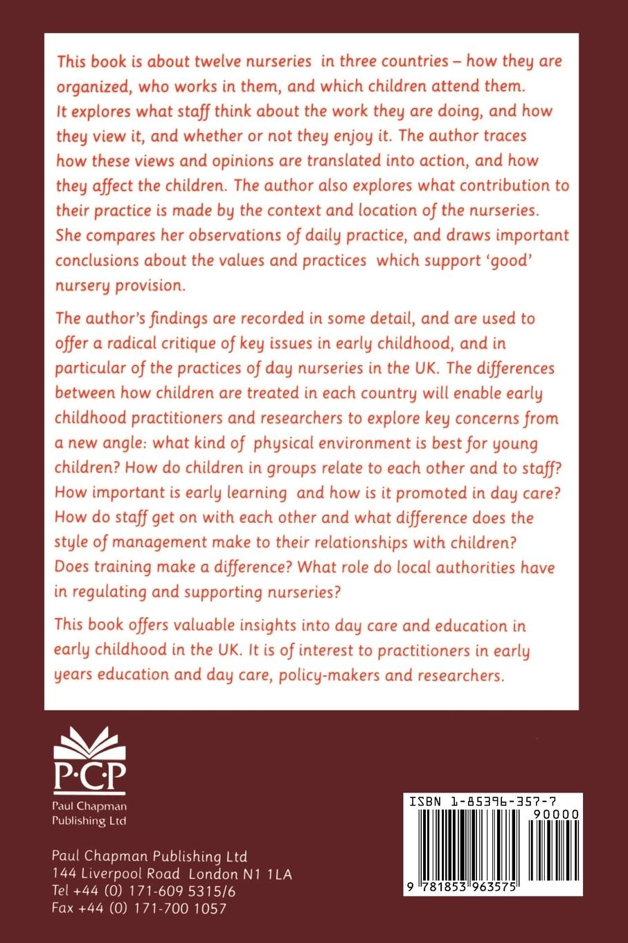 Rückseitencover Comparing Nurseries