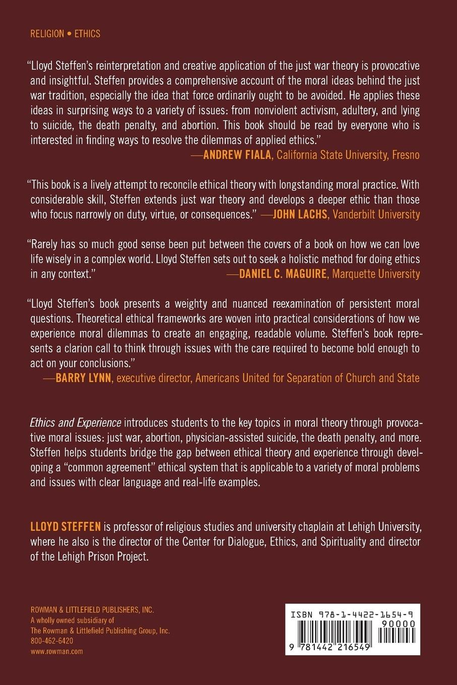 Rückseitencover Ethics and Experience