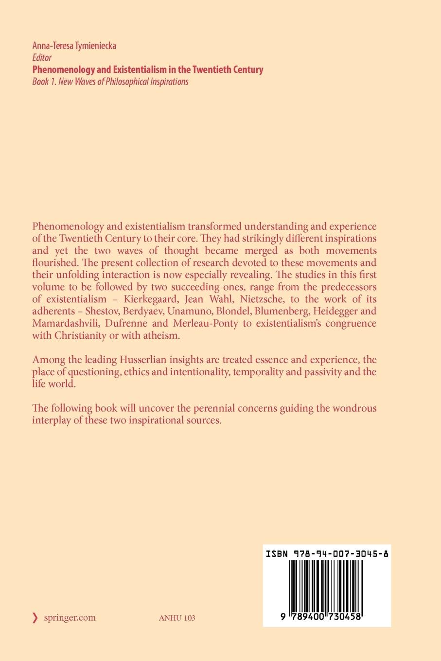 Rückseitencover Phenomenology and Existentialism in the Twentieth Century