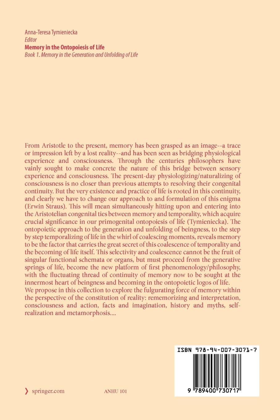 Rückseitencover Memory in the Ontopoiesis of Life