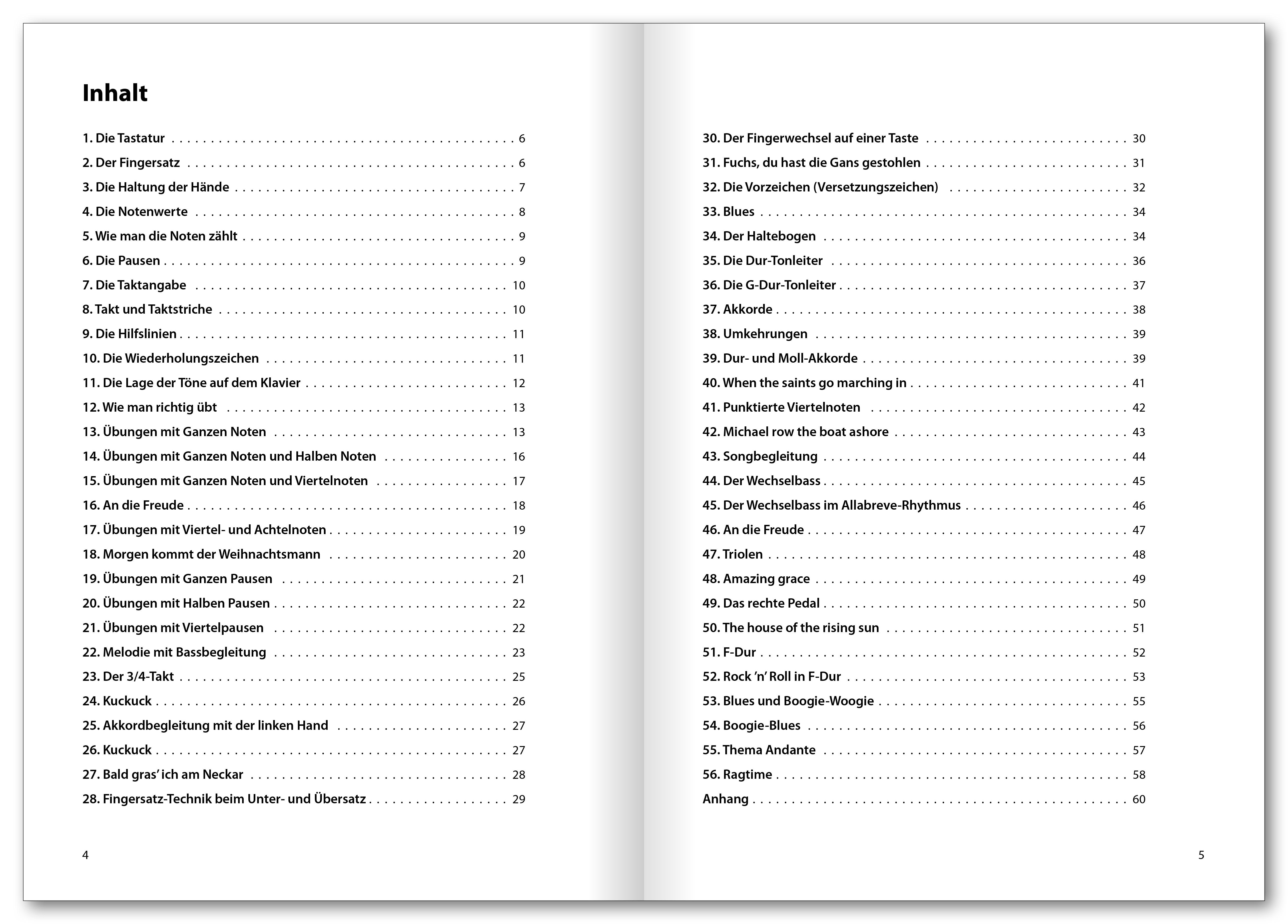 Beispielinhalt (Bild) Klavier Basics
