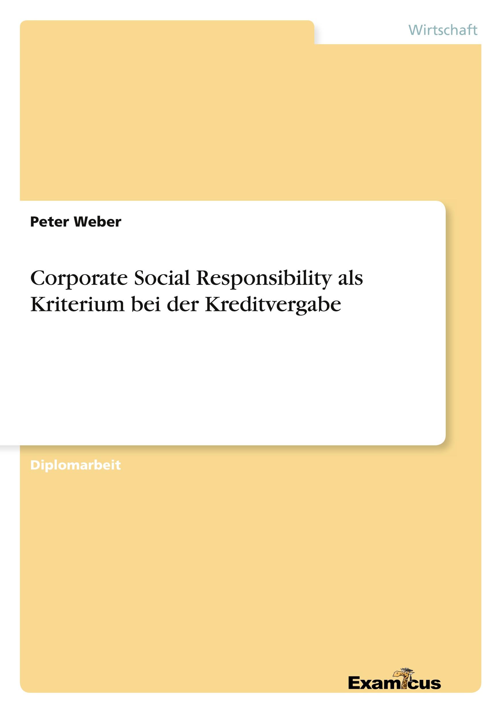 Vorderes Coverbild Corporate Social Responsibility als Kriterium bei der Kreditvergabe