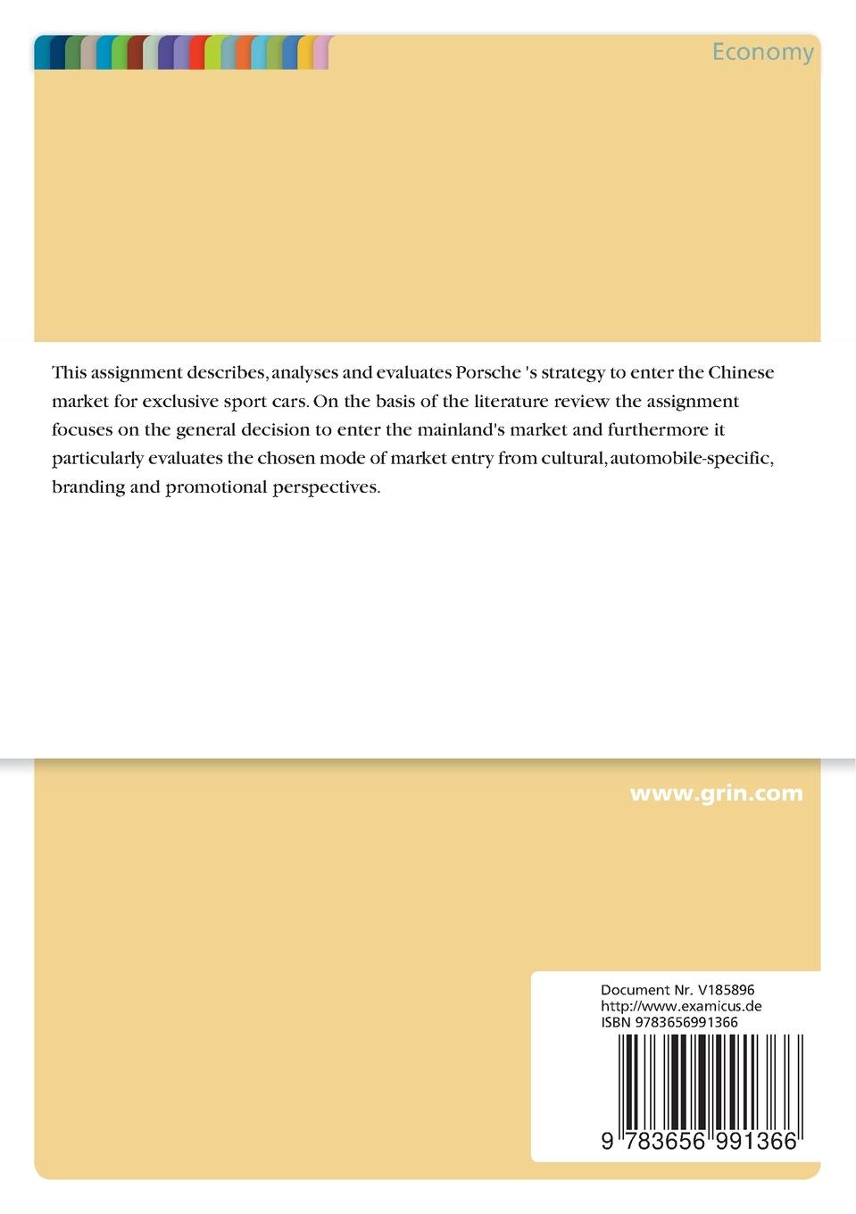 Rückseitencover Global Marketing - Market Entry of 'Dr. Ing. hc. F. Porsche AG' in China