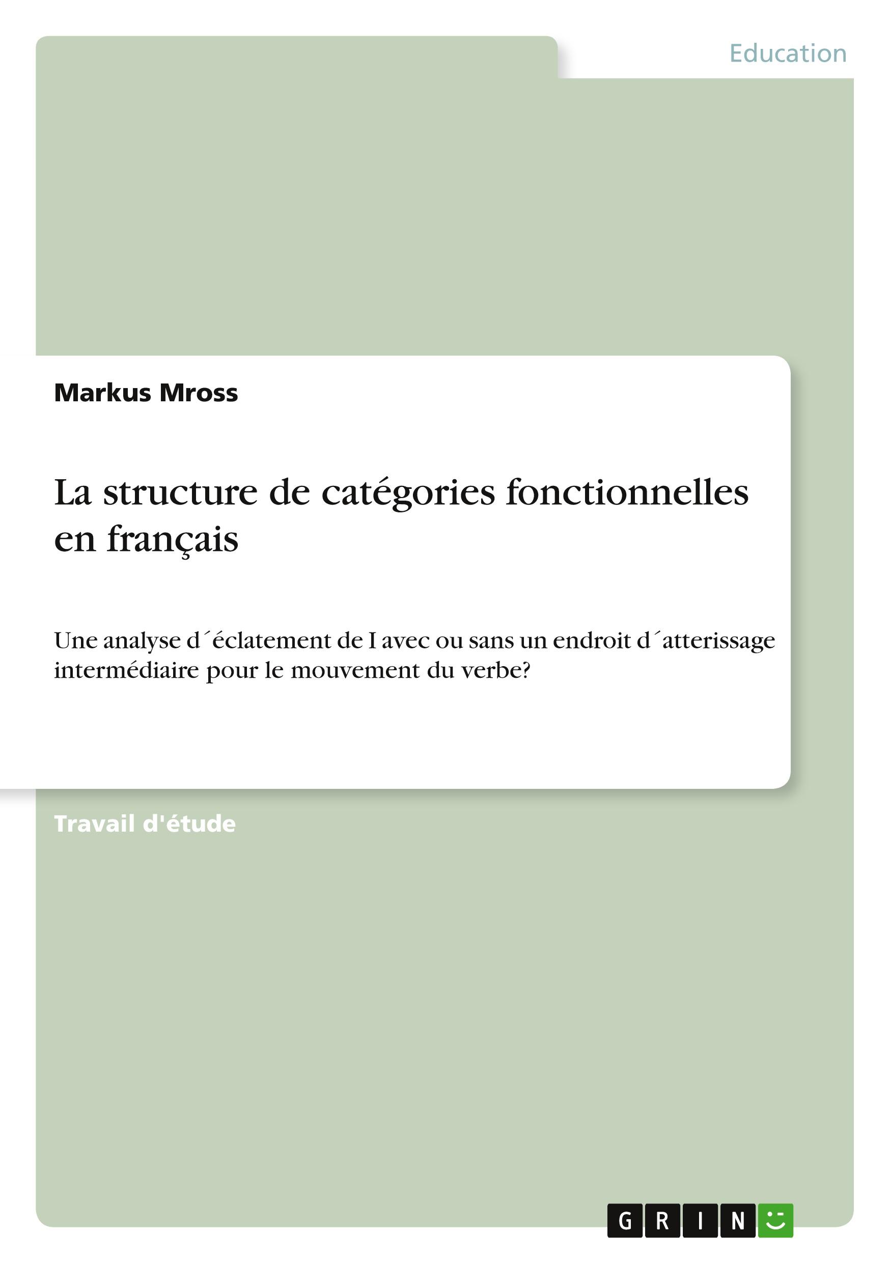 Vorderes Coverbild La structure de catégories fonctionnelles en français