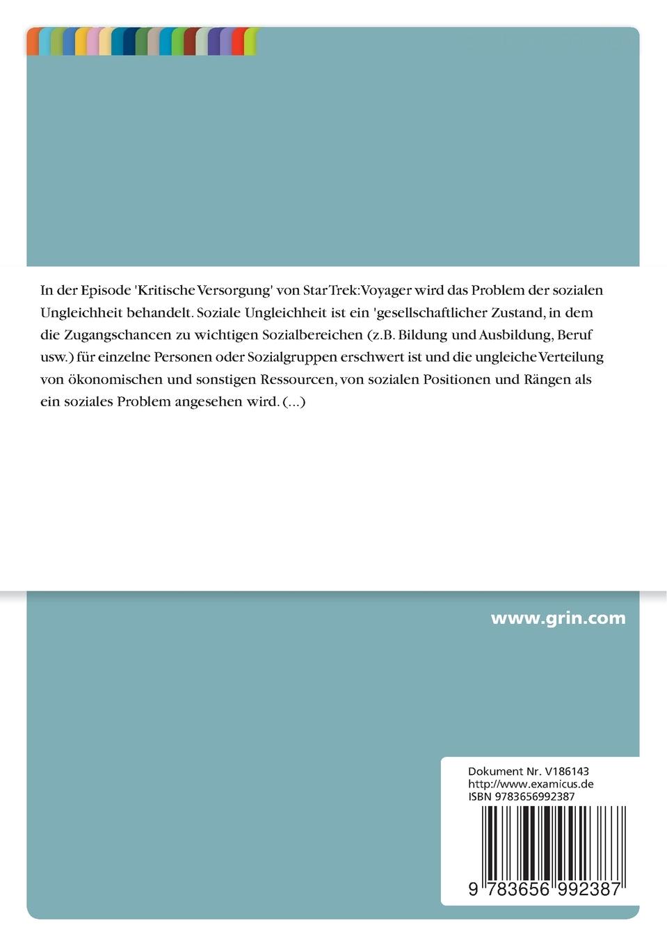 Rückseitencover Soziologische Aspekte von Star Trek: Aspekte der Sozialen Ungleichheit und Sozialen Macht