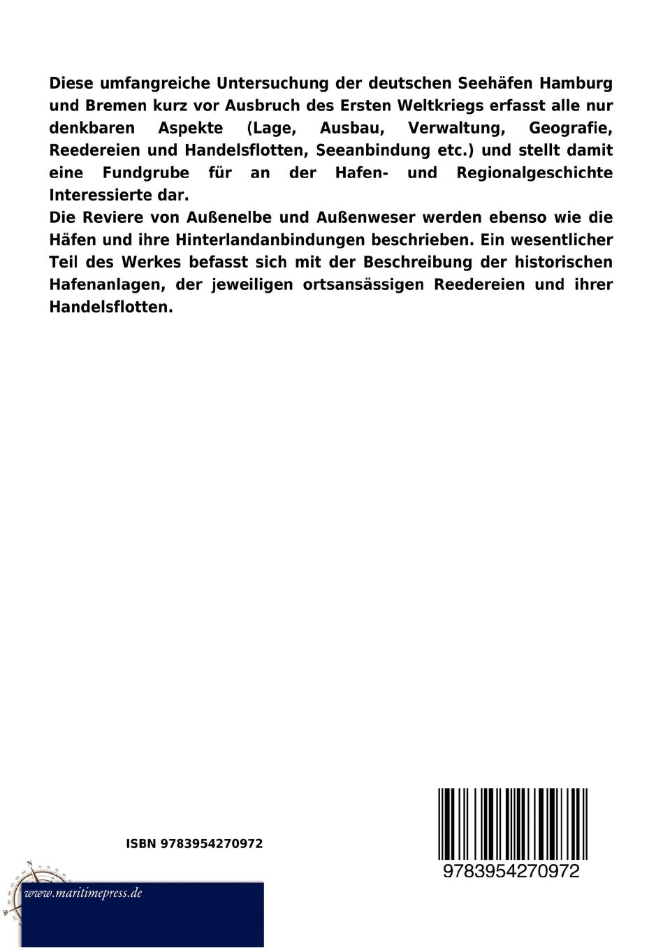 Rückseitencover Die deutschen Welthäfen Hamburg und Bremen