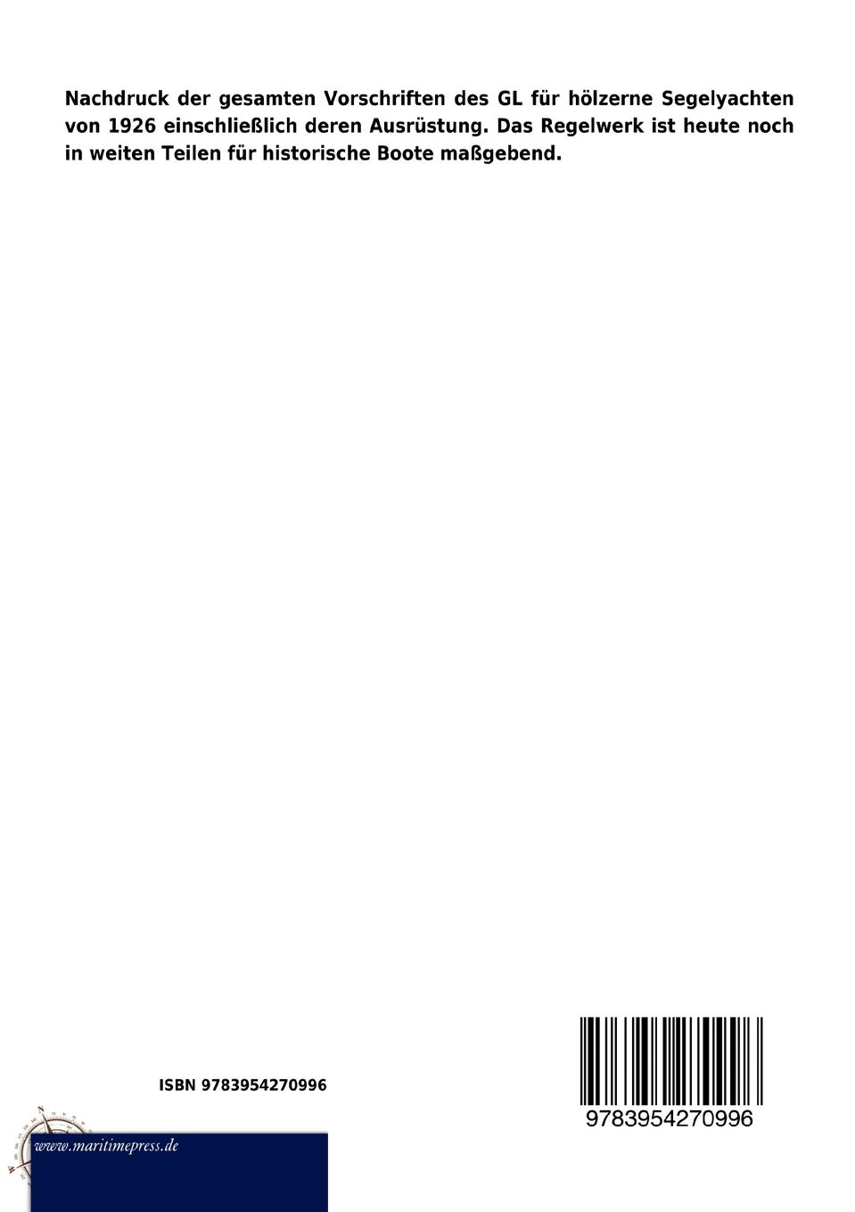 Rückseitencover Vorschriften für Klassifikation und Bau von hölzernen Segelyachten