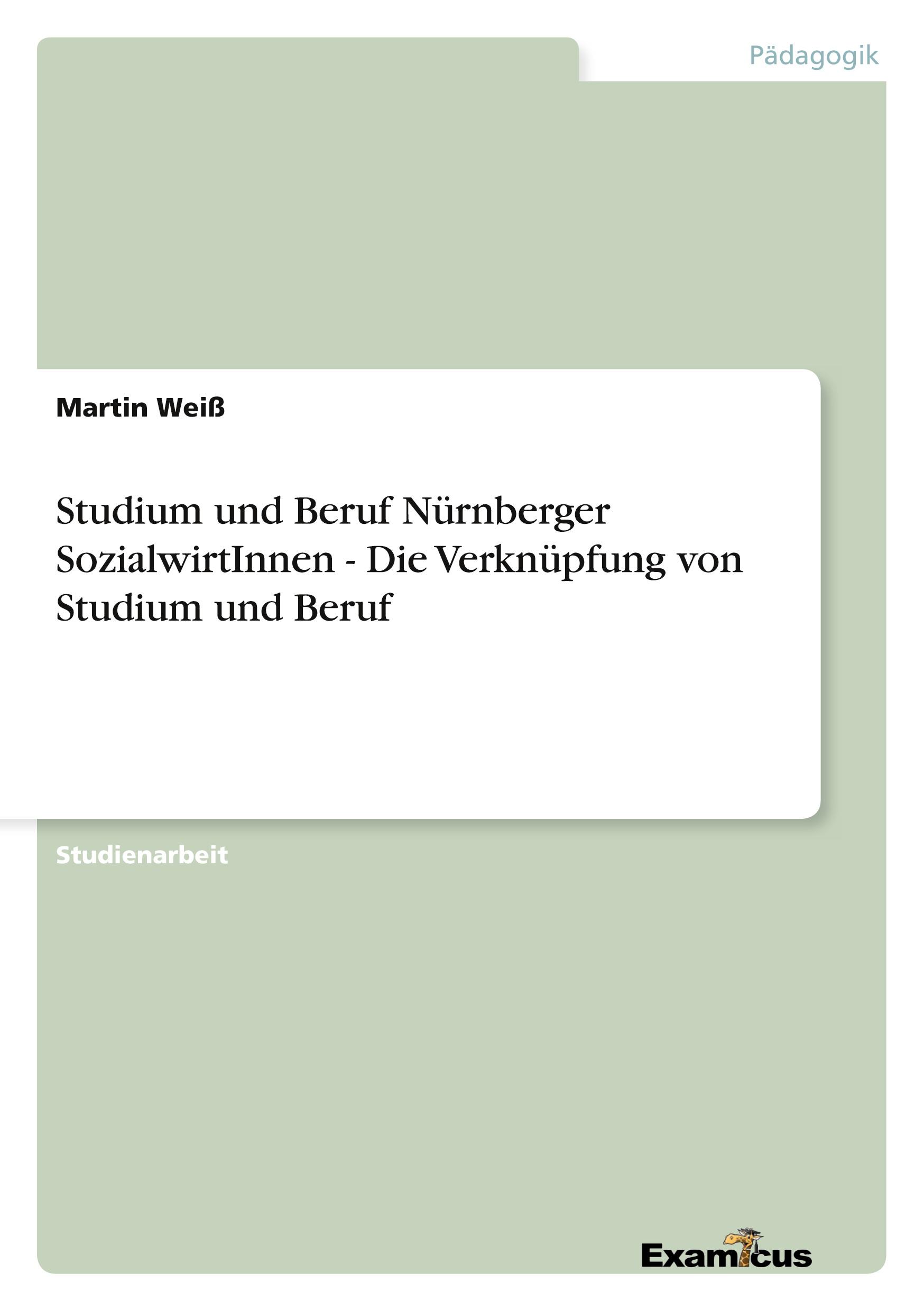 Vorderes Coverbild Studium und Beruf Nürnberger SozialwirtInnen - Die Verknüpfung von Studium und Beruf
