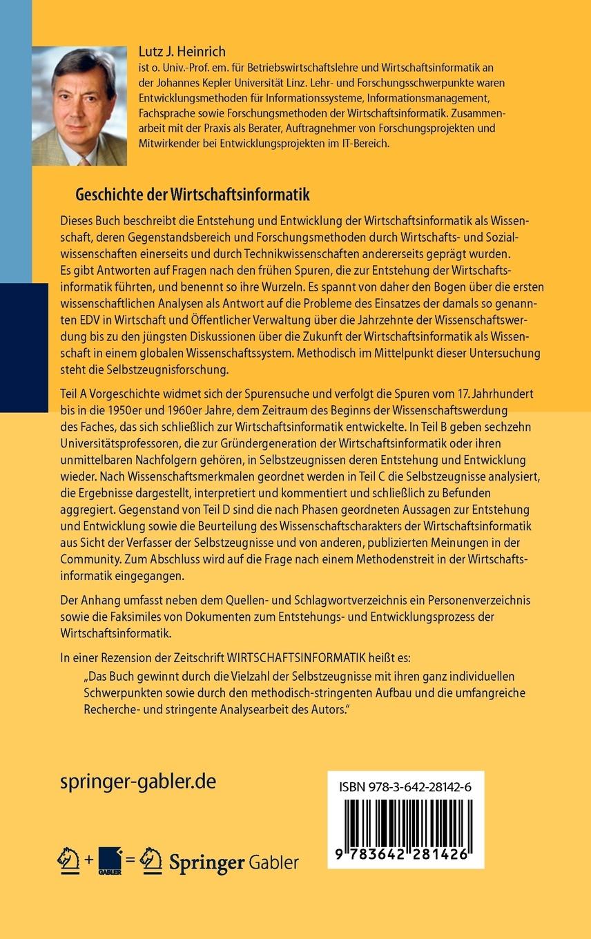 Rückseitencover Geschichte der Wirtschaftsinformatik