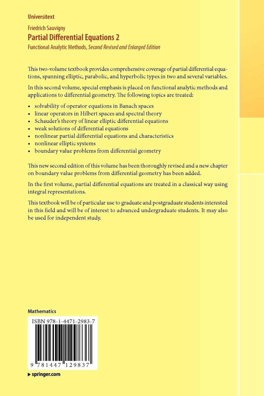 Rückseitencover Partial Differential Equations 2