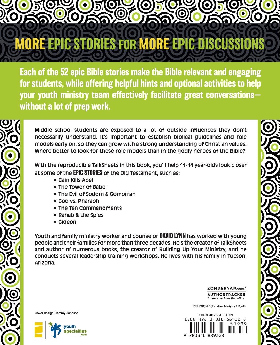 Rückseitencover More Middle School TalkSheets, Epic Old Testament Stories