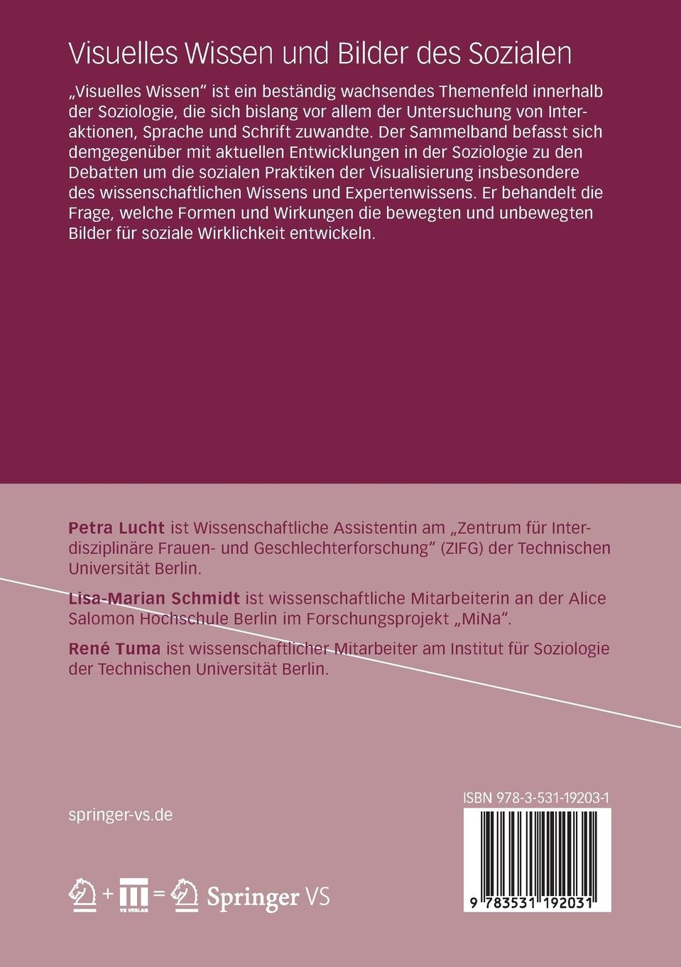 Rückseitencover Visuelles Wissen und Bilder des Sozialen