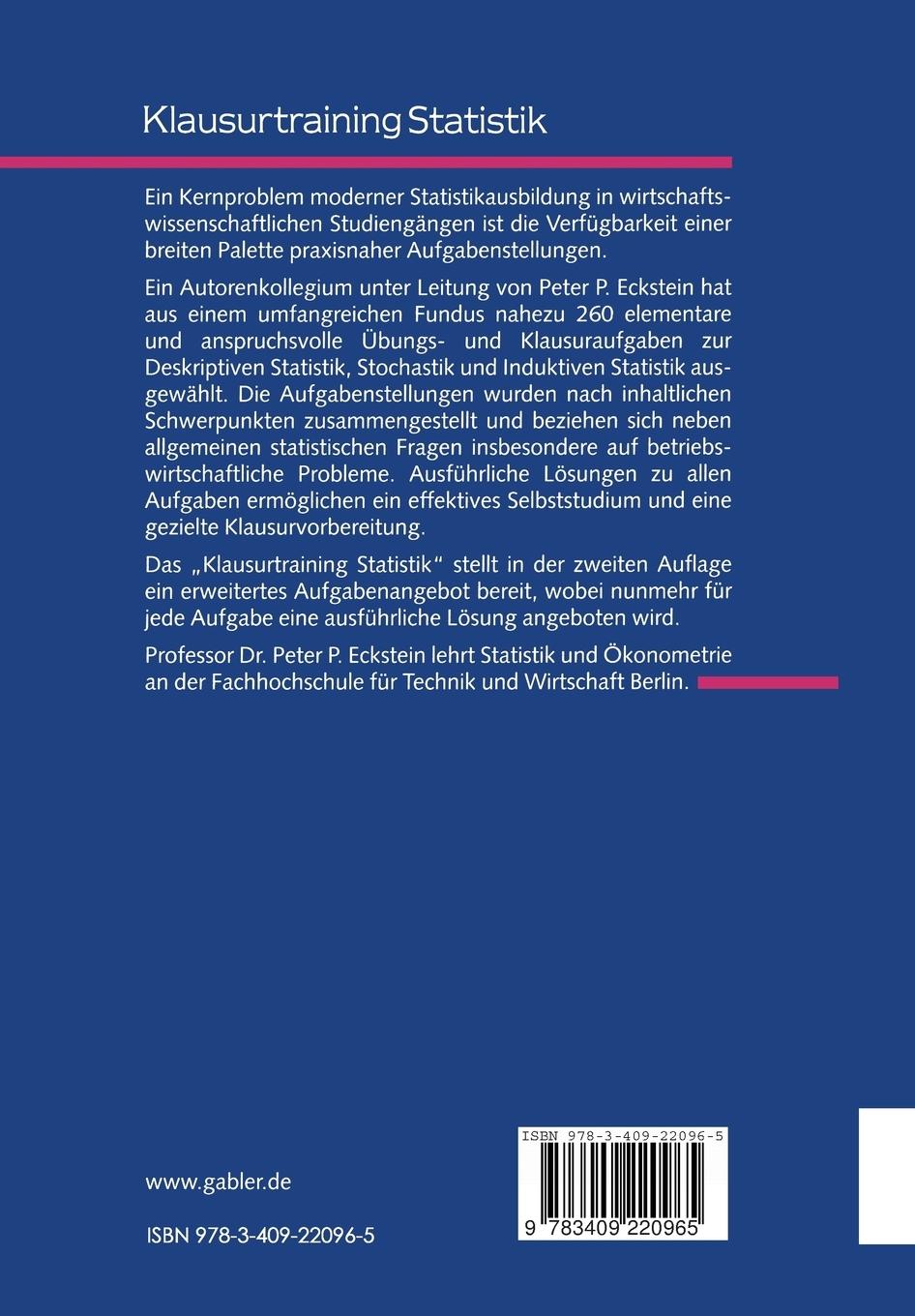 Rückseitencover Klausurtraining Statistik