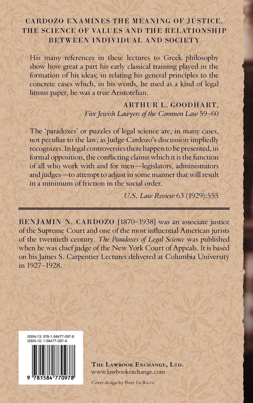 Rückseitencover The Paradoxes of Legal Science