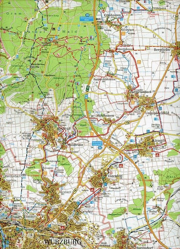 Beispielinhalt (Bild) Landkreis Würzburg 1 : 50 000. Fritsch Wanderkarte