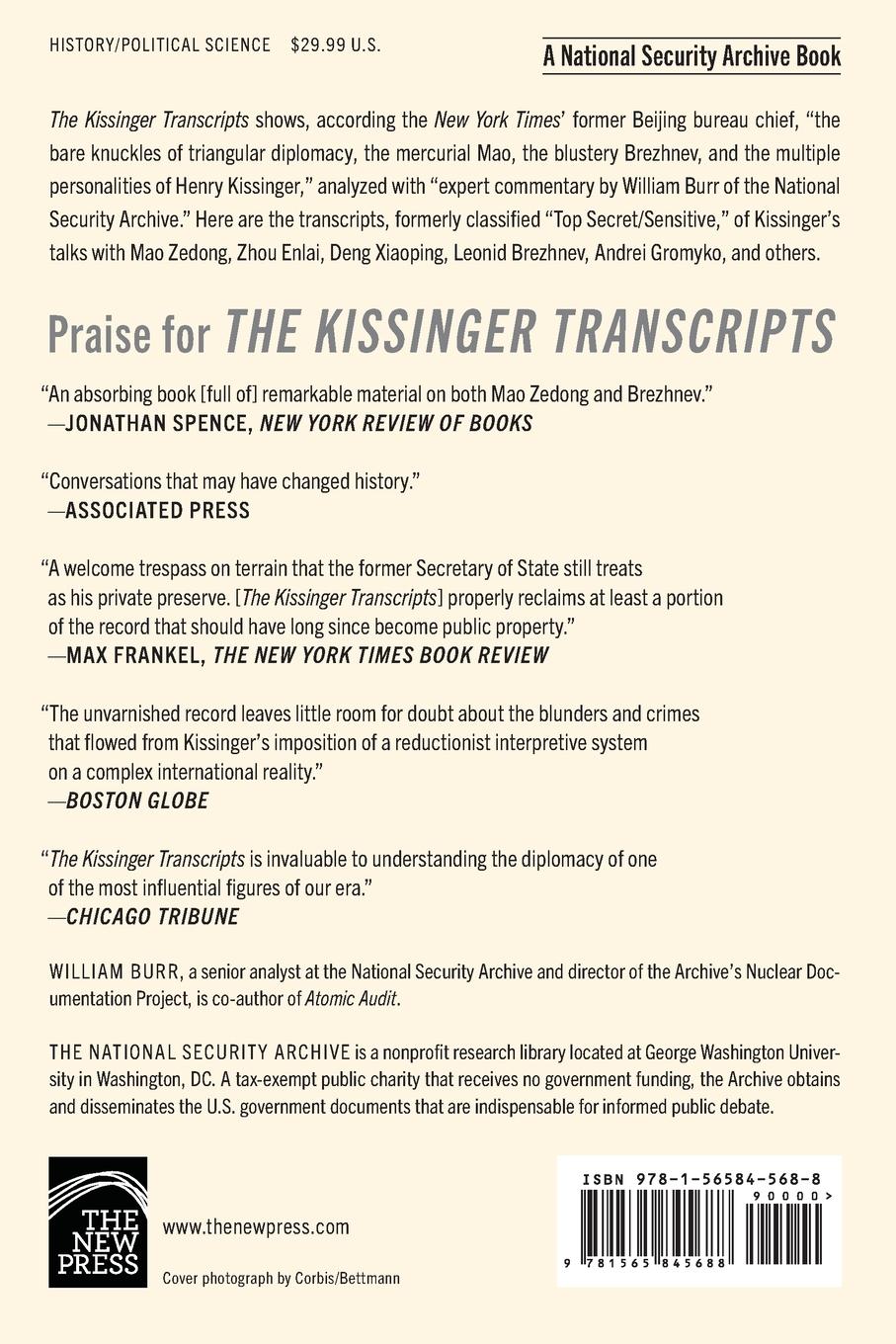 Rückseitencover The Kissinger Transcripts