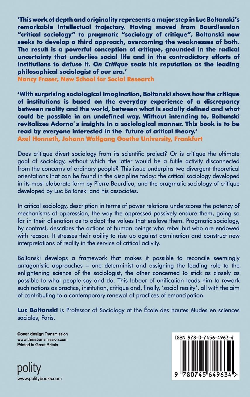 Rückseitencover On Critique