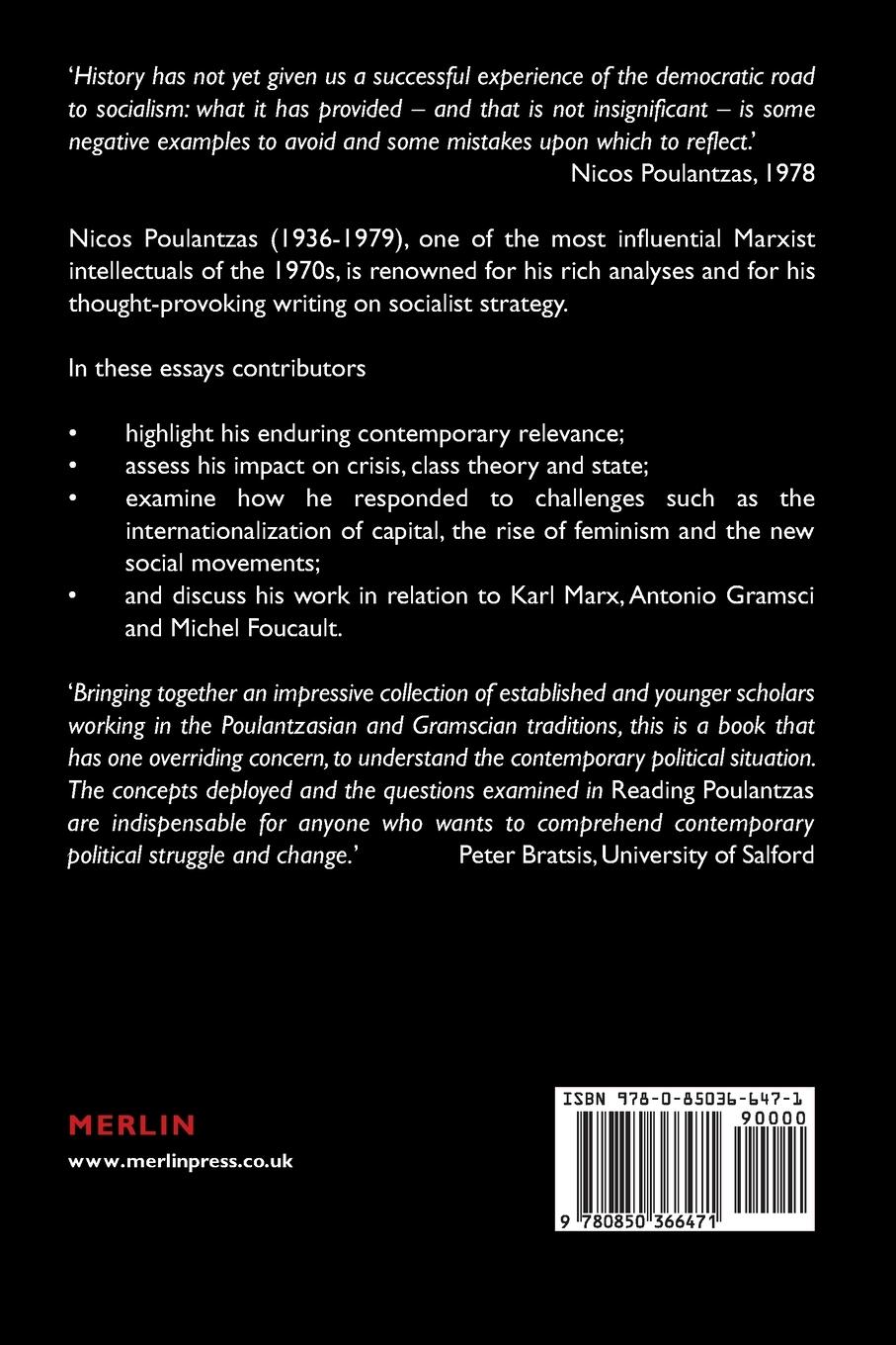 Rückseitencover Reading Poulantzas