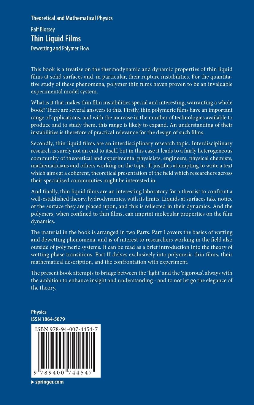 Rückseitencover Thin Liquid Films