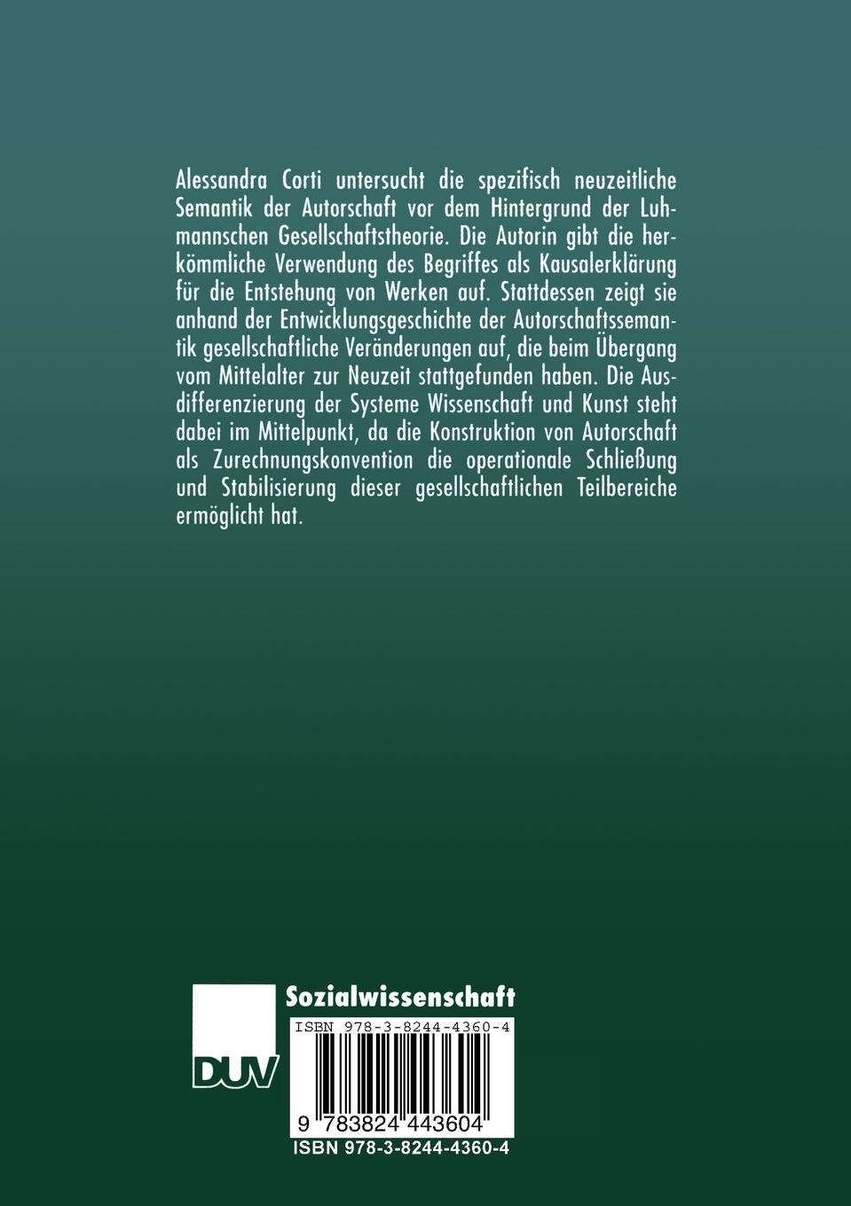 Rückseitencover Die gesellschaftIiche Konstruktion von Autorschaft