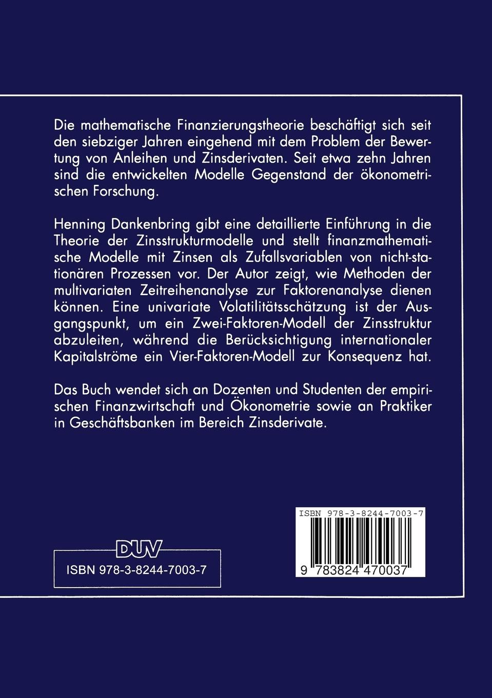 Rückseitencover Modellierung der Zinsstruktur in Deutschland
