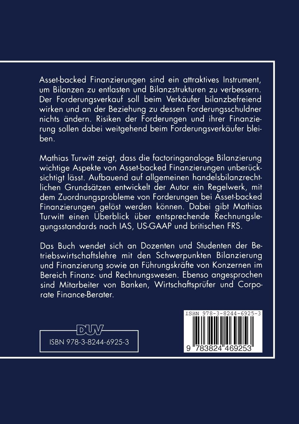 Rückseitencover Asset-backed Finanzierungen und handelsbilanzielle Zuordnung