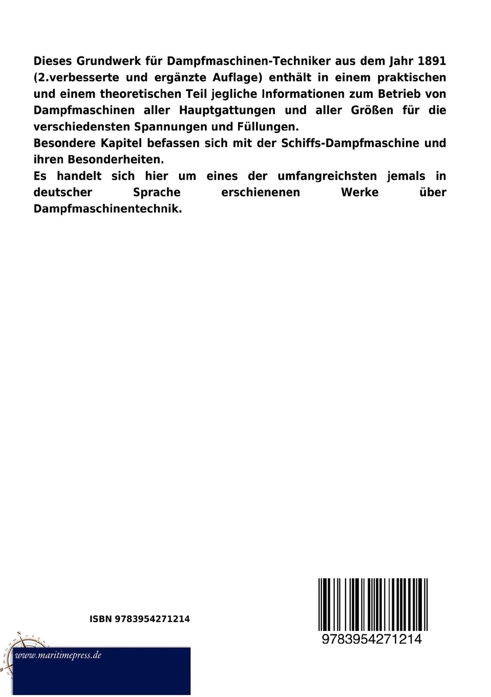 Rückseitencover Hilfsbuch für Dampfmaschinen-Techniker