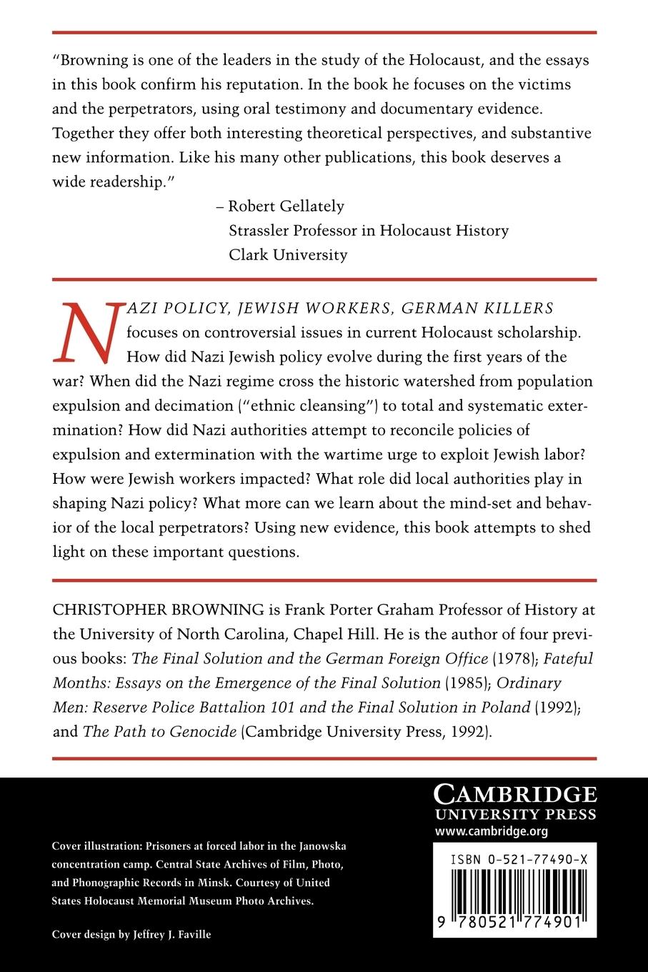 Rückseitencover Nazi Policy, Jewish Workers, German Killers