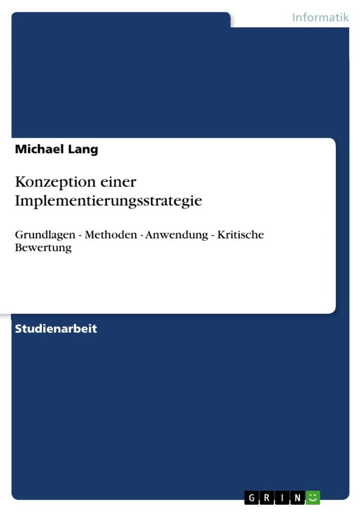 Vorderes Coverbild Konzeption einer Implementierungsstrategie