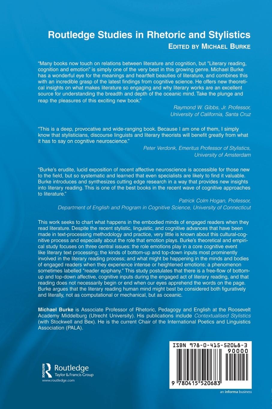 Rückseitencover Literary Reading, Cognition and Emotion