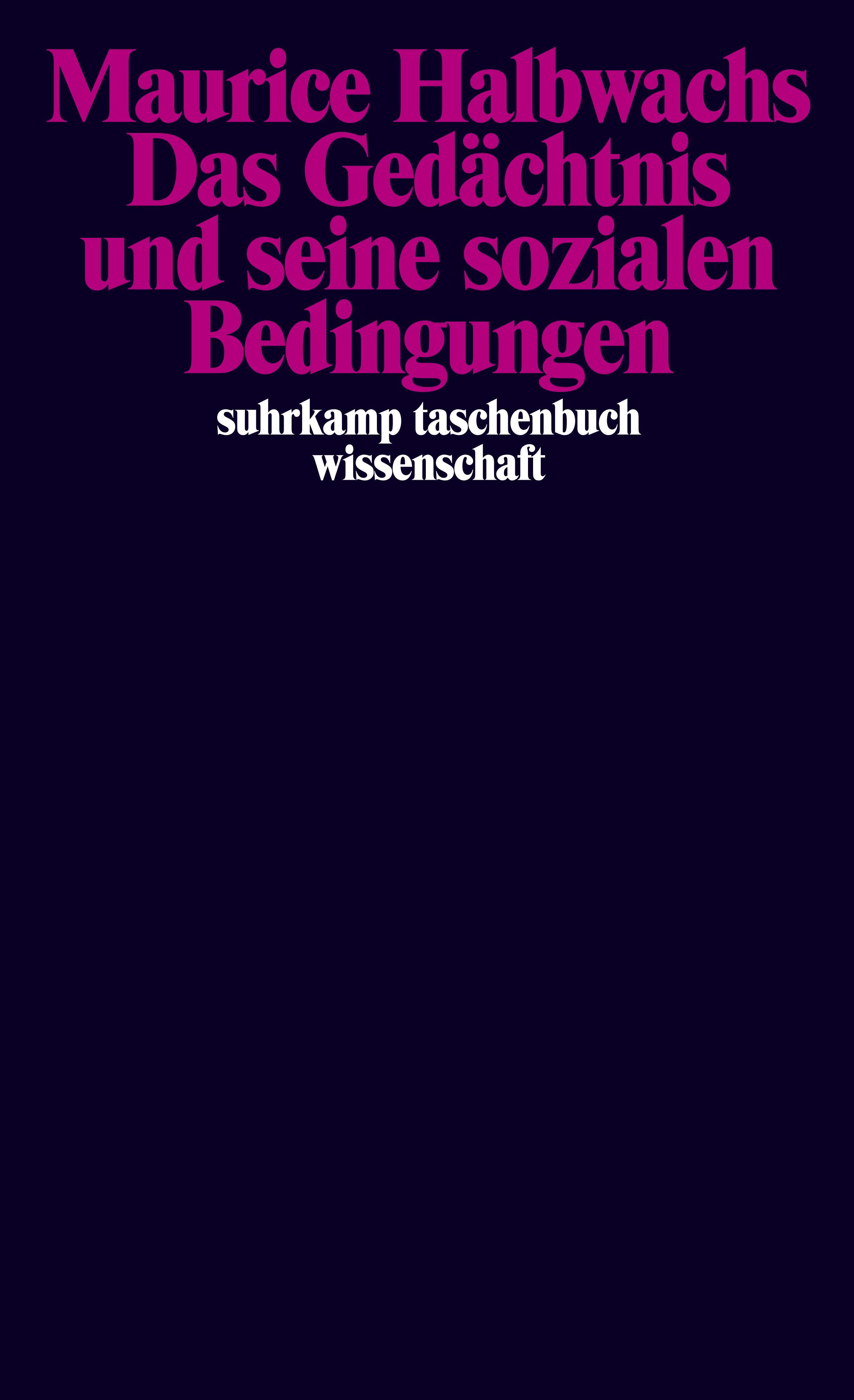 Vorderes Coverbild Das Gedächtnis und seine sozialen Bedingungen