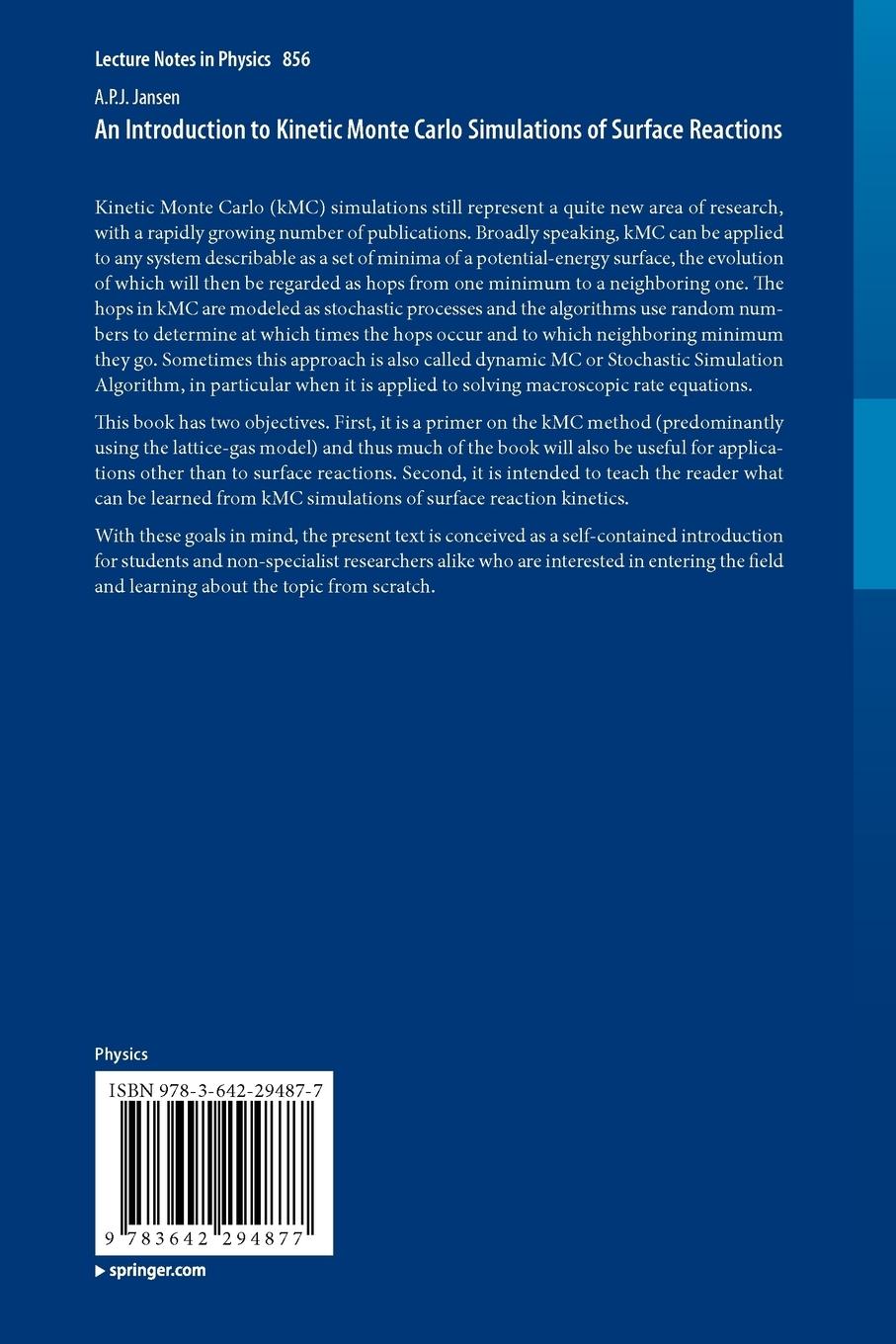 Rückseitencover An Introduction to Kinetic Monte Carlo Simulations of Surface Reactions