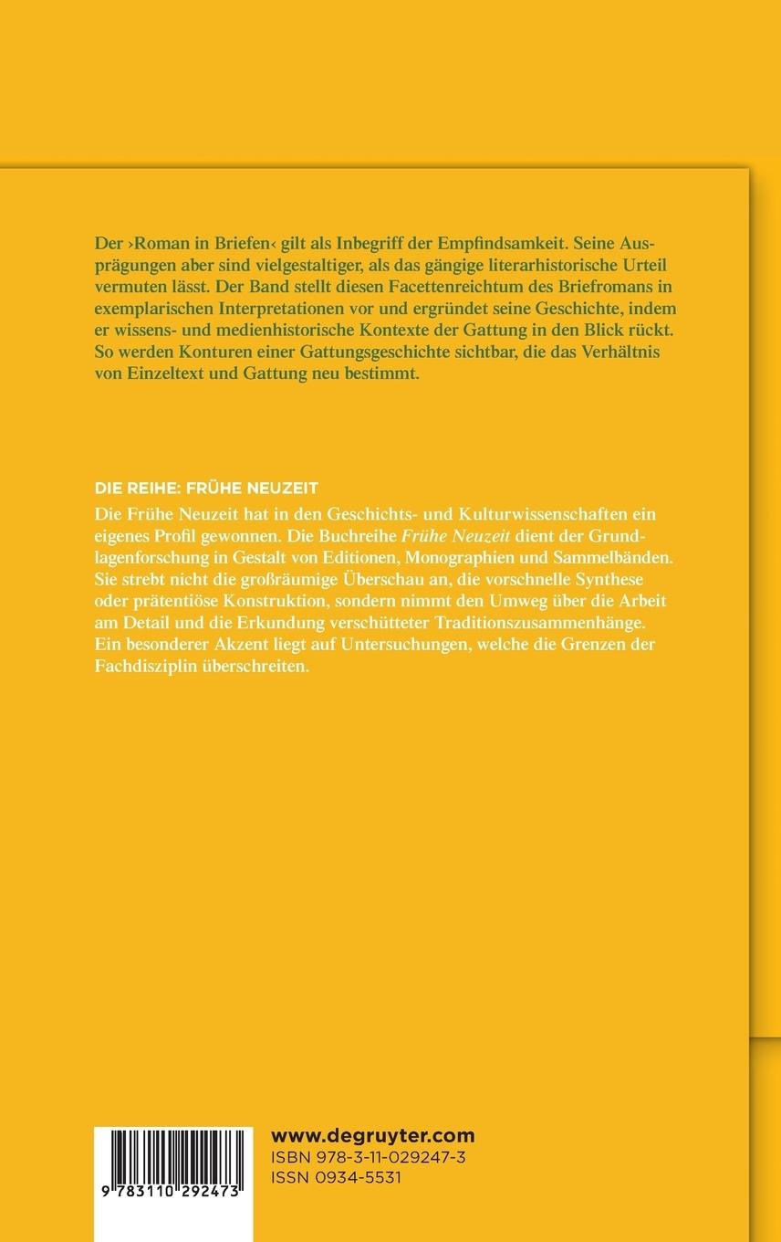 Rückseitencover Poetik des Briefromans